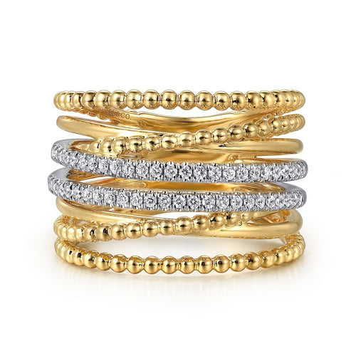 Crossover Gold and Diamond Ring