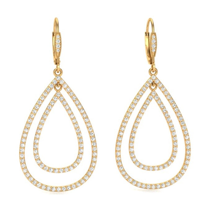 Pave Double Pear Drop Earrings